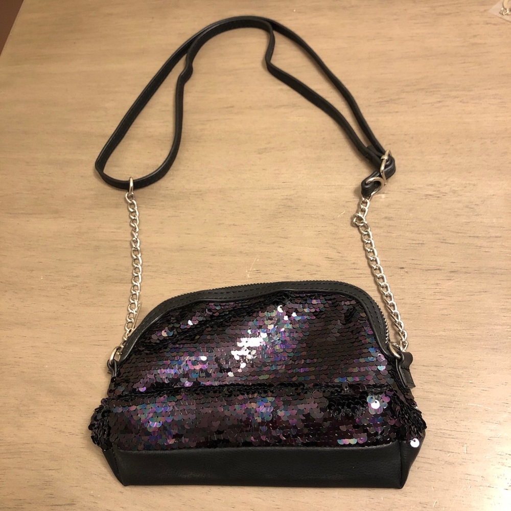 wild fable Black and Iridescent Sequin Crossbody Bag